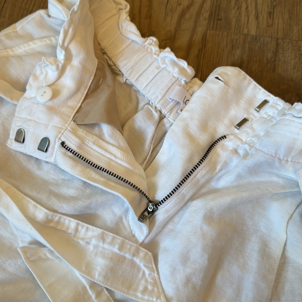 LOFT White Linen Blend High Rise Dress Shorts Size Small - Picture 3 of 6